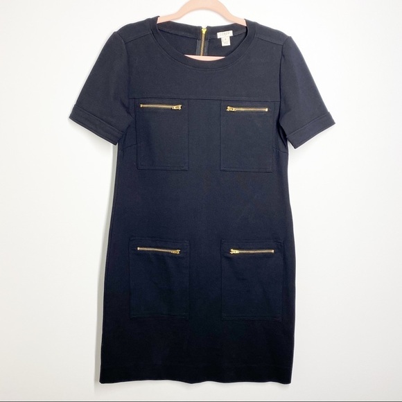 J.Crew Factory Black Ponte Utility Shift Dress - Picture 9 of 10